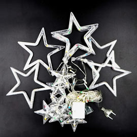 3386 12 Stars Led Curtain String Lights With 8 Flashing Modes For Home Decoration Diwali  Wedding Led Christmas Light Indoor And Outdoor Light Festival Decoration (Multicolor)