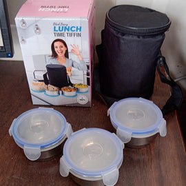 Airtight  Leak Proof Stainless Steel Container Multi Compartment Lunch Box Carry To All Type Lunch In Lunch Box  Premium Quality Lunch Box Ideal For Office  School Kids  Travelling Ideal (3 Different Lunch Box)